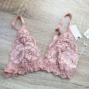 NWT HAH Lace Bralette Bra Top Sheer Light Pink XS